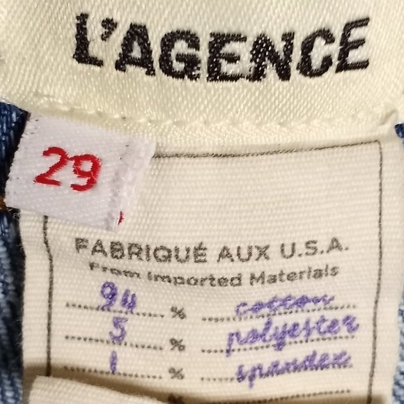 L'AGENCE Women's Cropped Mid-Rise Prism Blue Raw Hem Medium Wash Jeans Size 29 - Picture 7 of 7